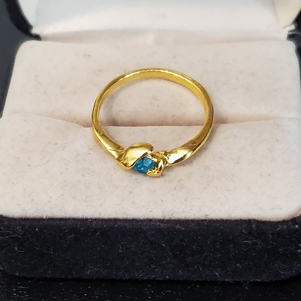 Gold Plated Size 8 Aquamarine Ring Elegant Style